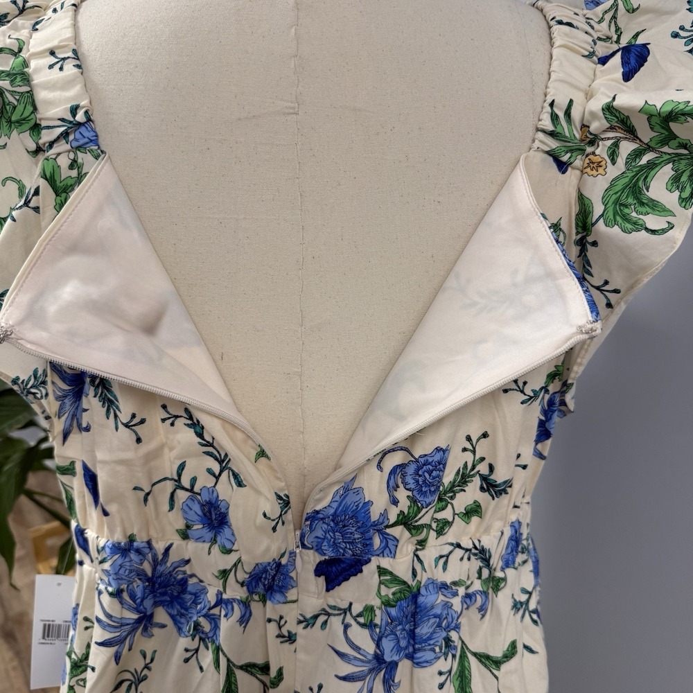 NWOT London Times Maxi Dress Plus 16W Cream & Blue Floral Butterfly Garden - Picture 14 of 14